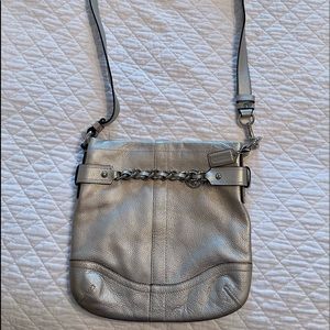 Coach silver leather crossbody #F19722